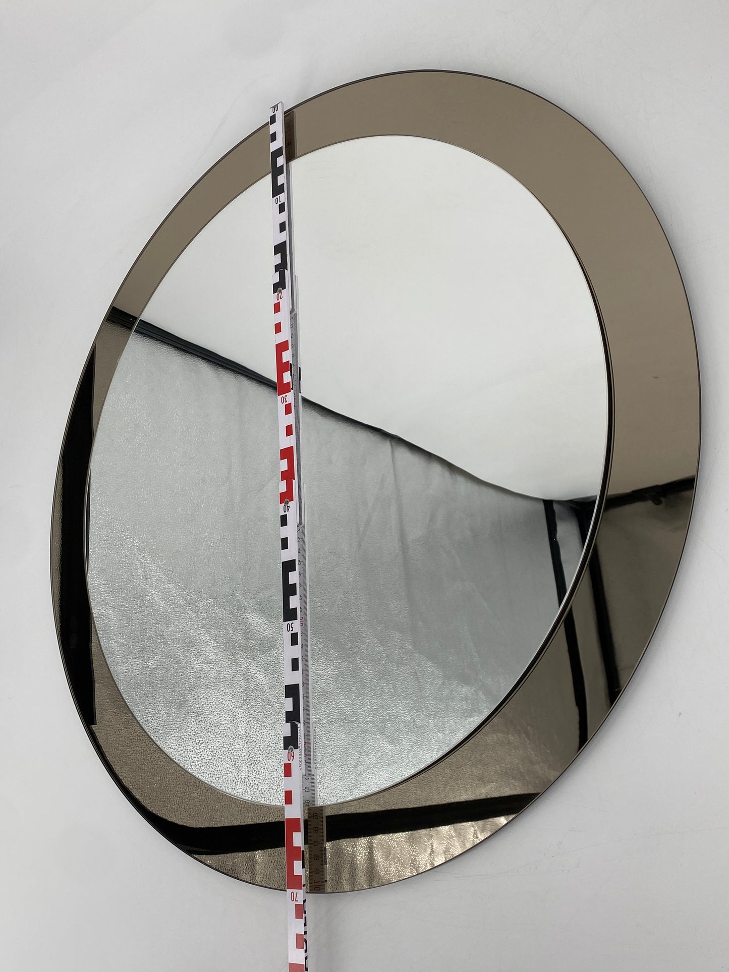 Runder Space Age Design Wandspiegel mit Rauchglas von Schöninger Kristallglas, Deutschland 1970er