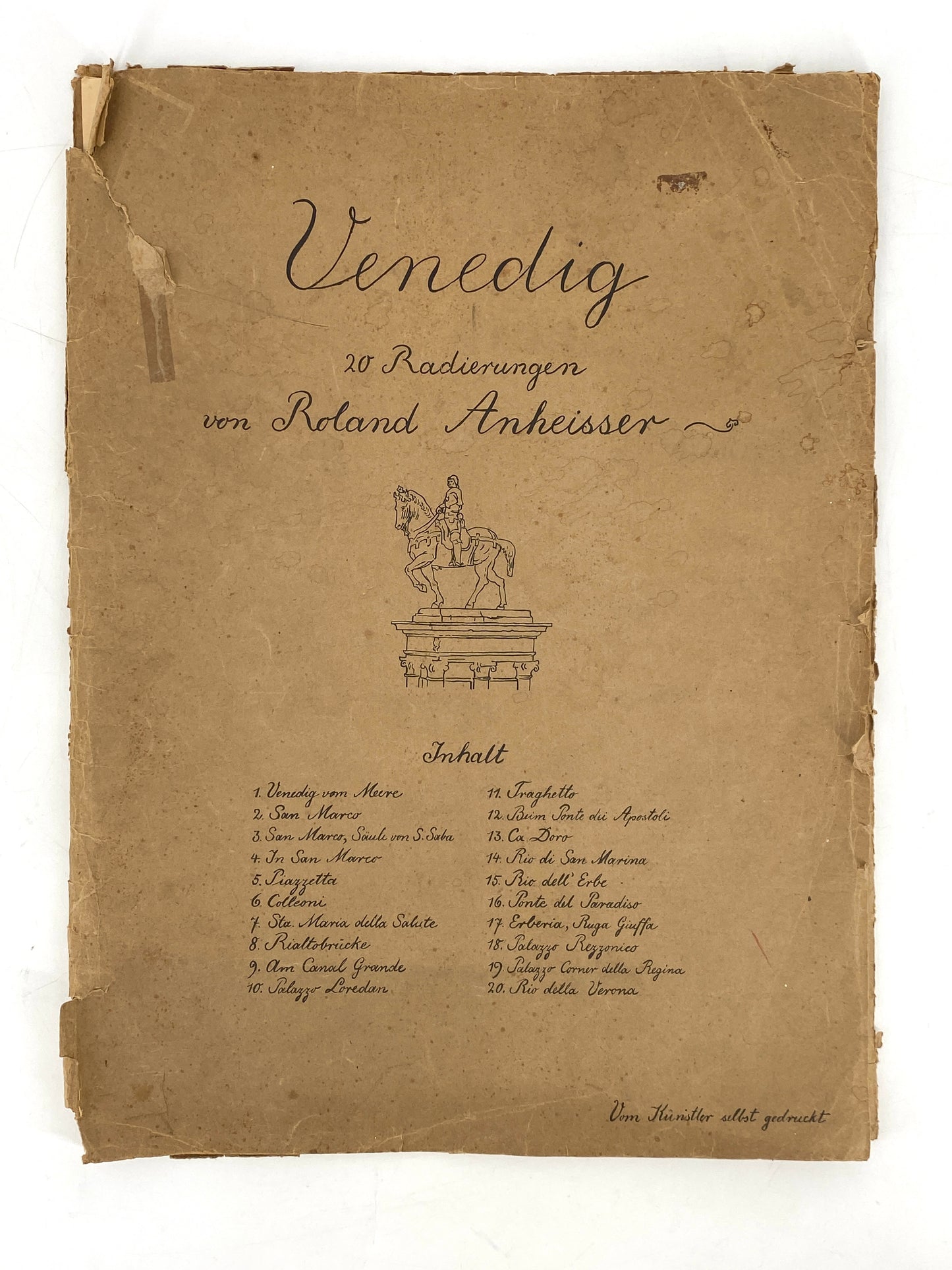Mappe "Venedig" mit 20 Radierungen von Roland Anheisser (1877–1949), um 1914