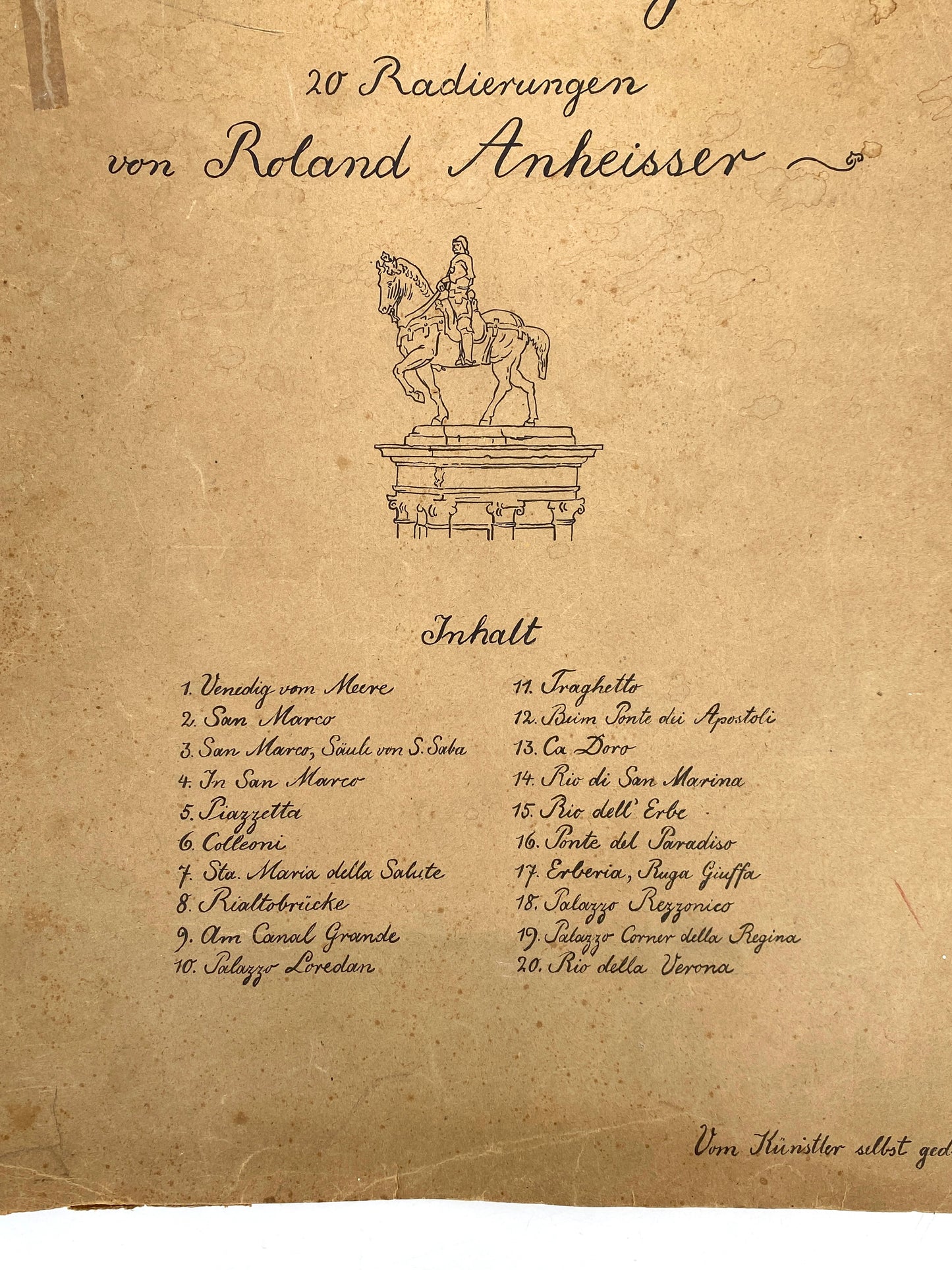 Mappe "Venedig" mit 20 Radierungen von Roland Anheisser (1877–1949), um 1914