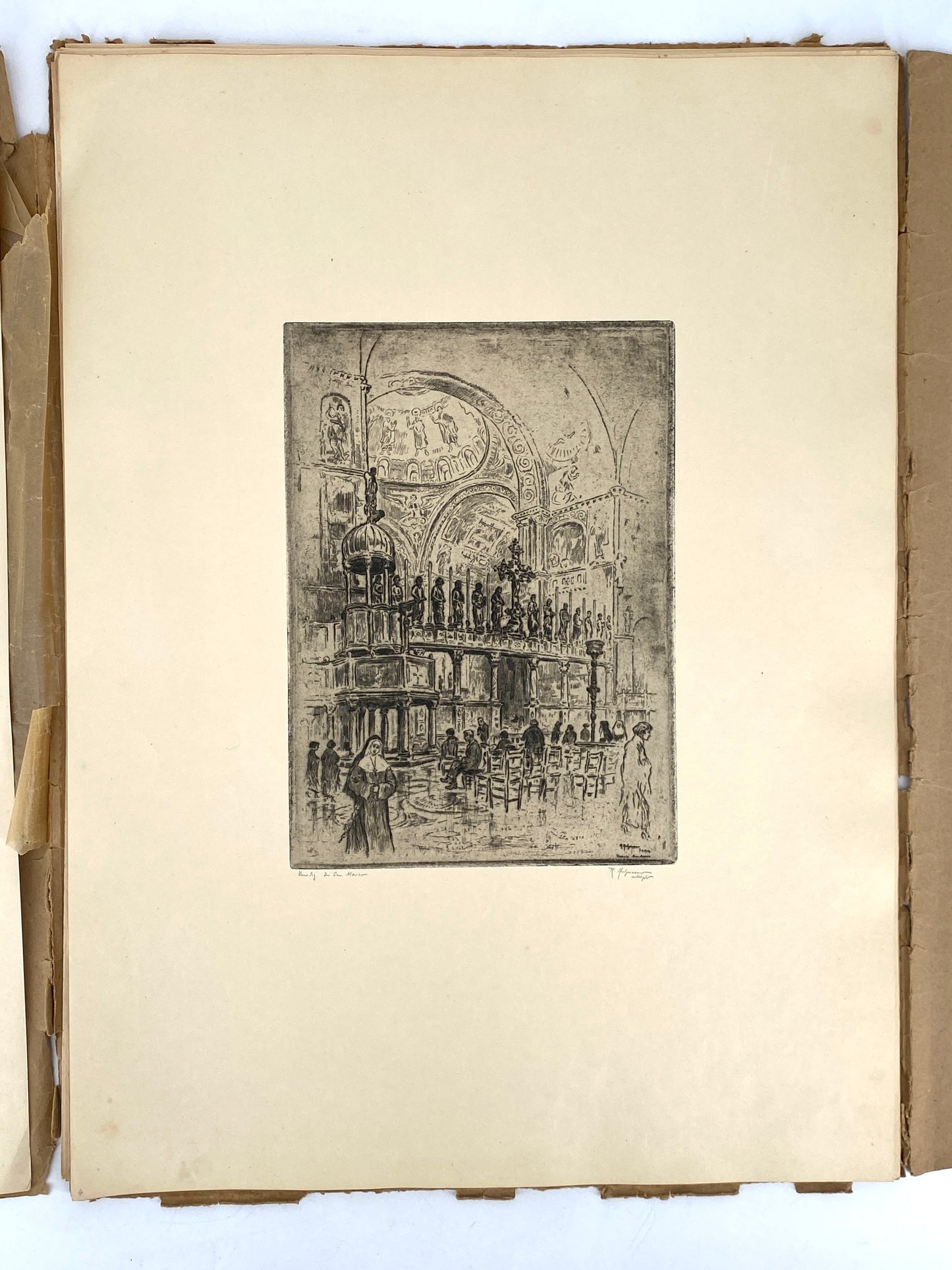 Mappe "Venedig" mit 20 Radierungen von Roland Anheisser (1877–1949), um 1914