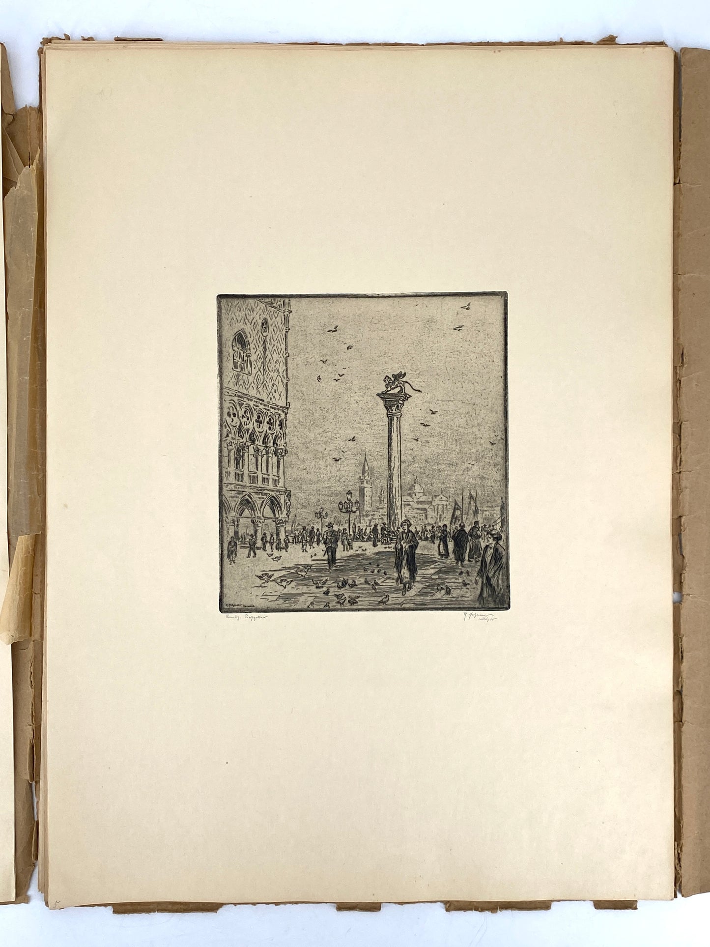 Mappe "Venedig" mit 20 Radierungen von Roland Anheisser (1877–1949), um 1914