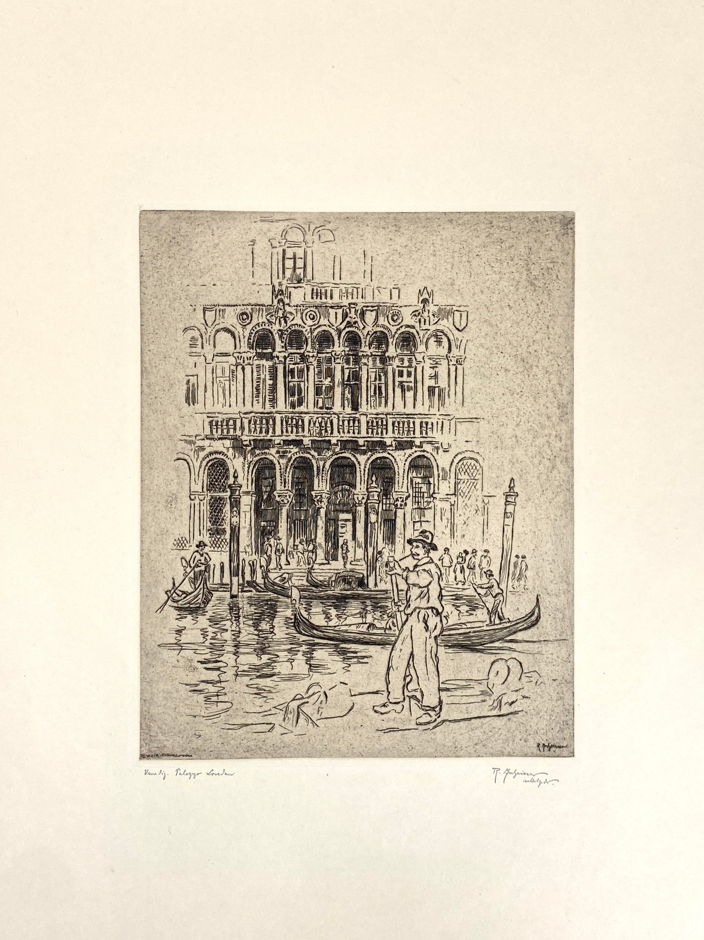 Mappe "Venedig" mit 20 Radierungen von Roland Anheisser (1877–1949), um 1914
