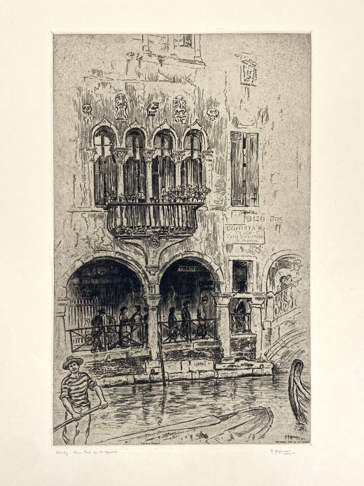 Mappe "Venedig" mit 20 Radierungen von Roland Anheisser (1877–1949), um 1914
