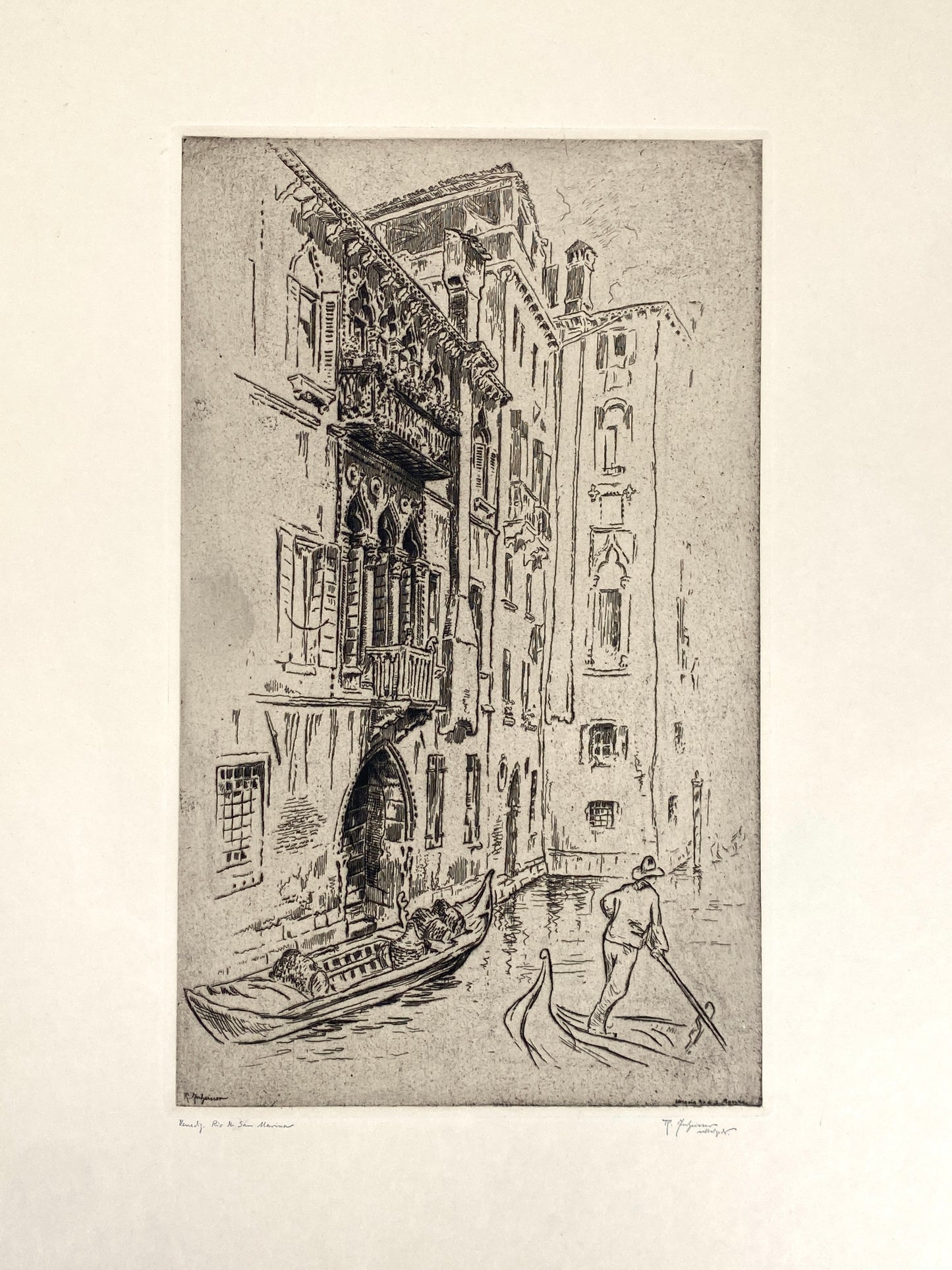 Mappe "Venedig" mit 20 Radierungen von Roland Anheisser (1877–1949), um 1914