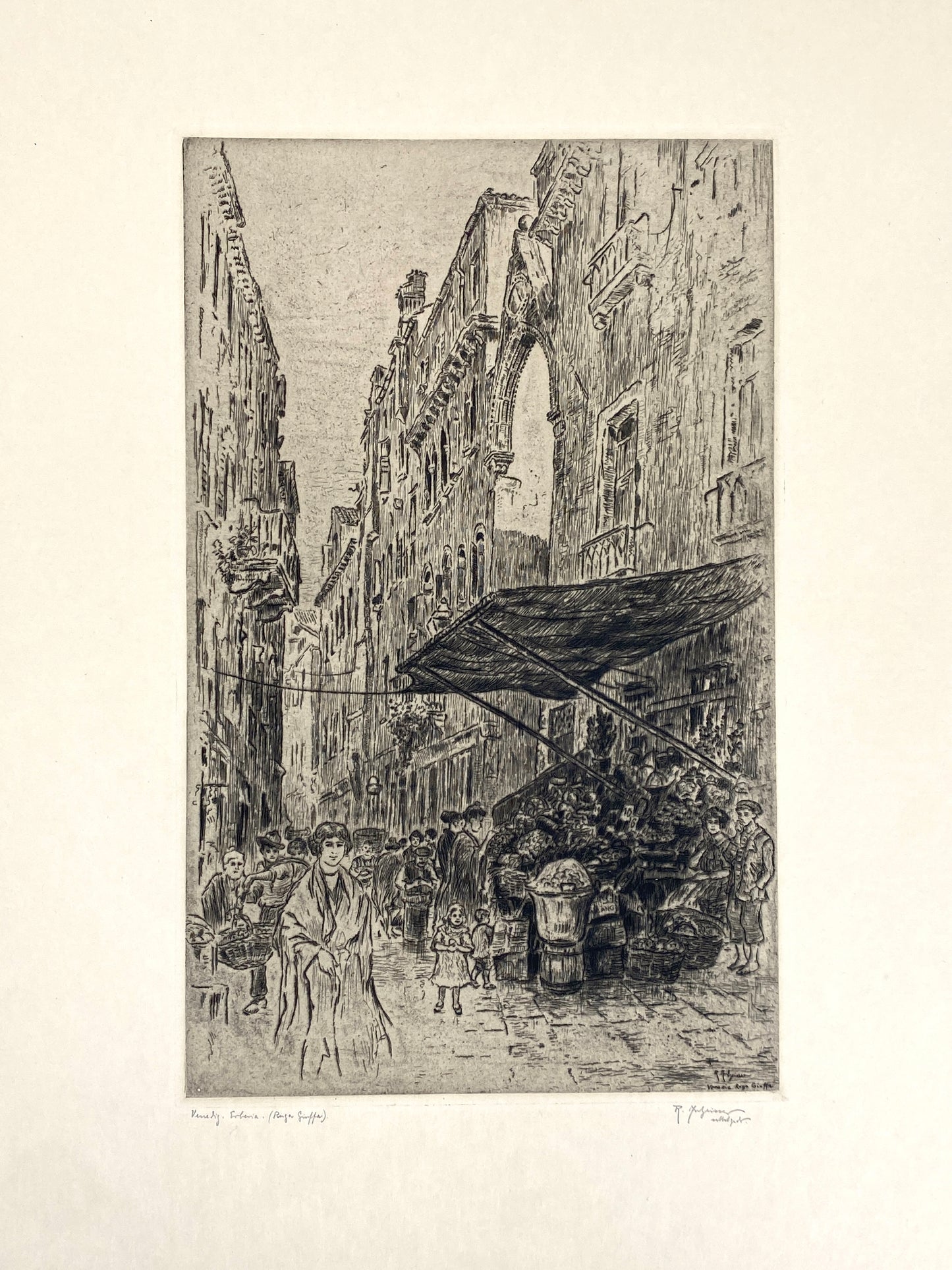 Mappe "Venedig" mit 20 Radierungen von Roland Anheisser (1877–1949), um 1914