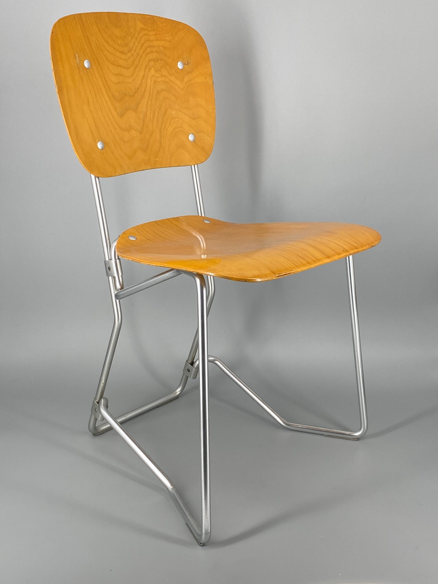 Stapelstuhl "Aluflex" von Armin Wirth, hergestellt durch Stollinger & Söhne, Zürich 50er
