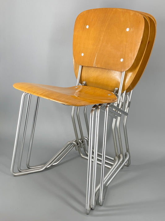 Stapelstuhl "Aluflex" von Armin Wirth, hergestellt durch Stollinger & Söhne, Zürich 50er