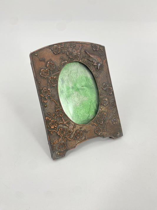 Kleiner Bilderrahmen mit ovalem Bildausschnitt, Kupferrelief, Jugendstil