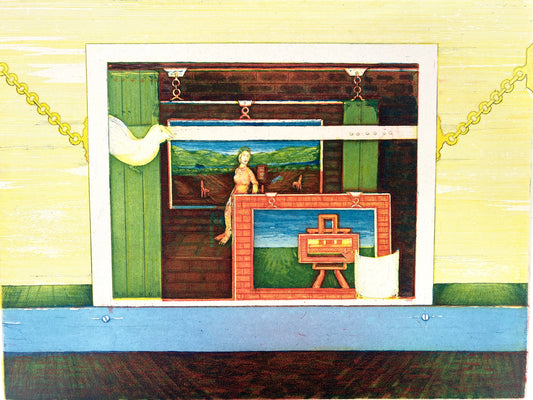 Surrealismus Motiv von Gerhard Andrées, Druckgrafik Original-Farbradierung