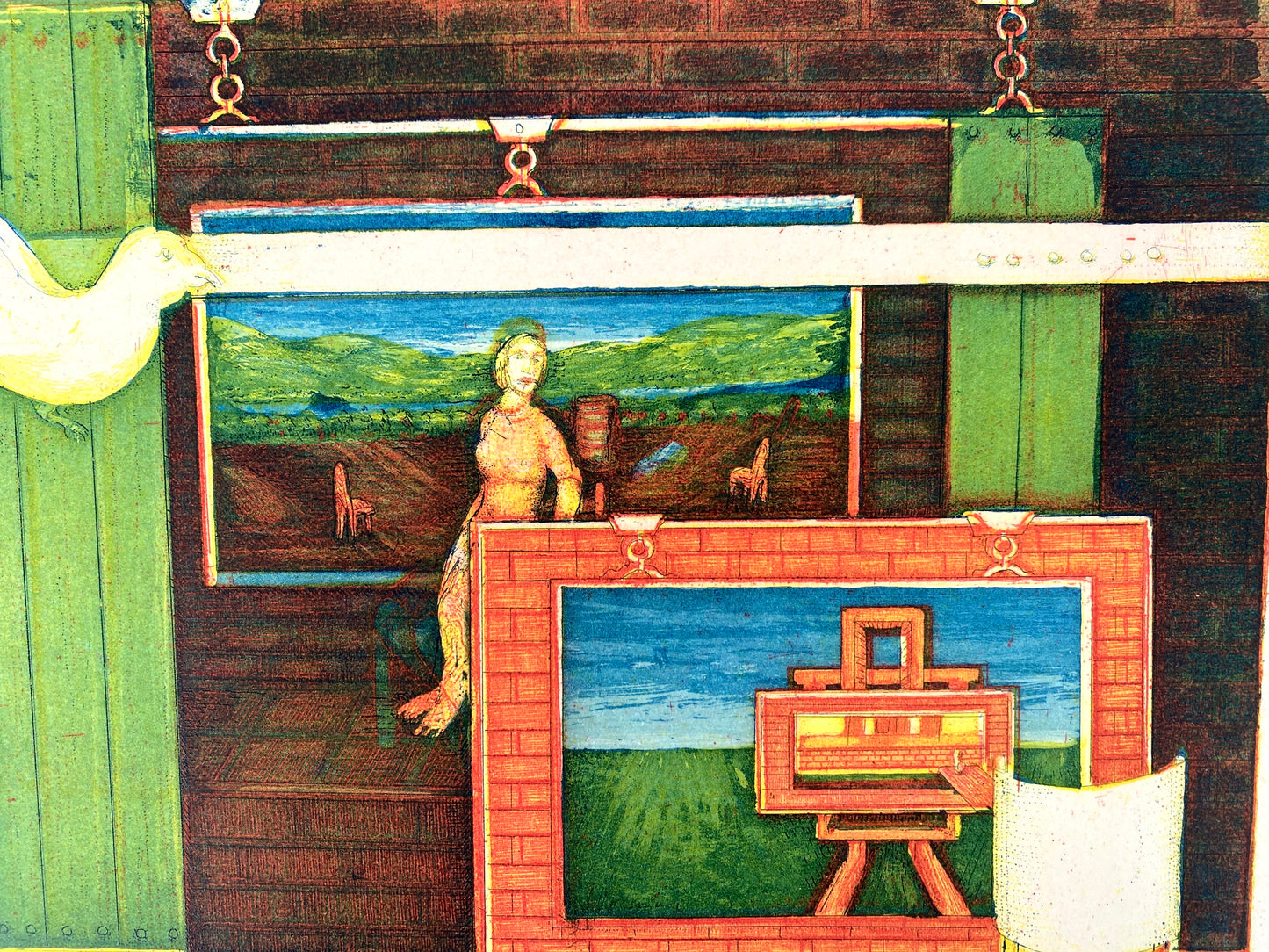 Surrealismus Motiv von Gerhard Andrées, Druckgrafik Original-Farbradierung