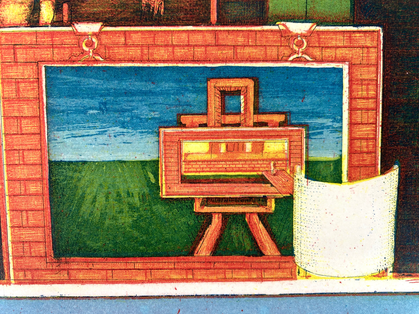 Surrealismus Motiv von Gerhard Andrées, Druckgrafik Original-Farbradierung