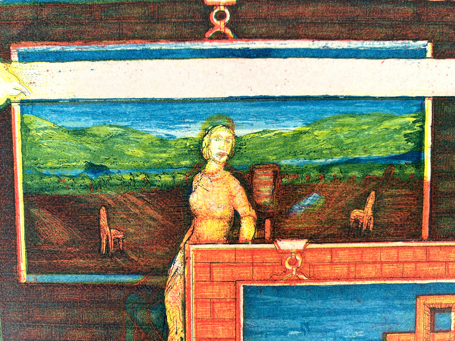 Surrealismus Motiv von Gerhard Andrées, Druckgrafik Original-Farbradierung
