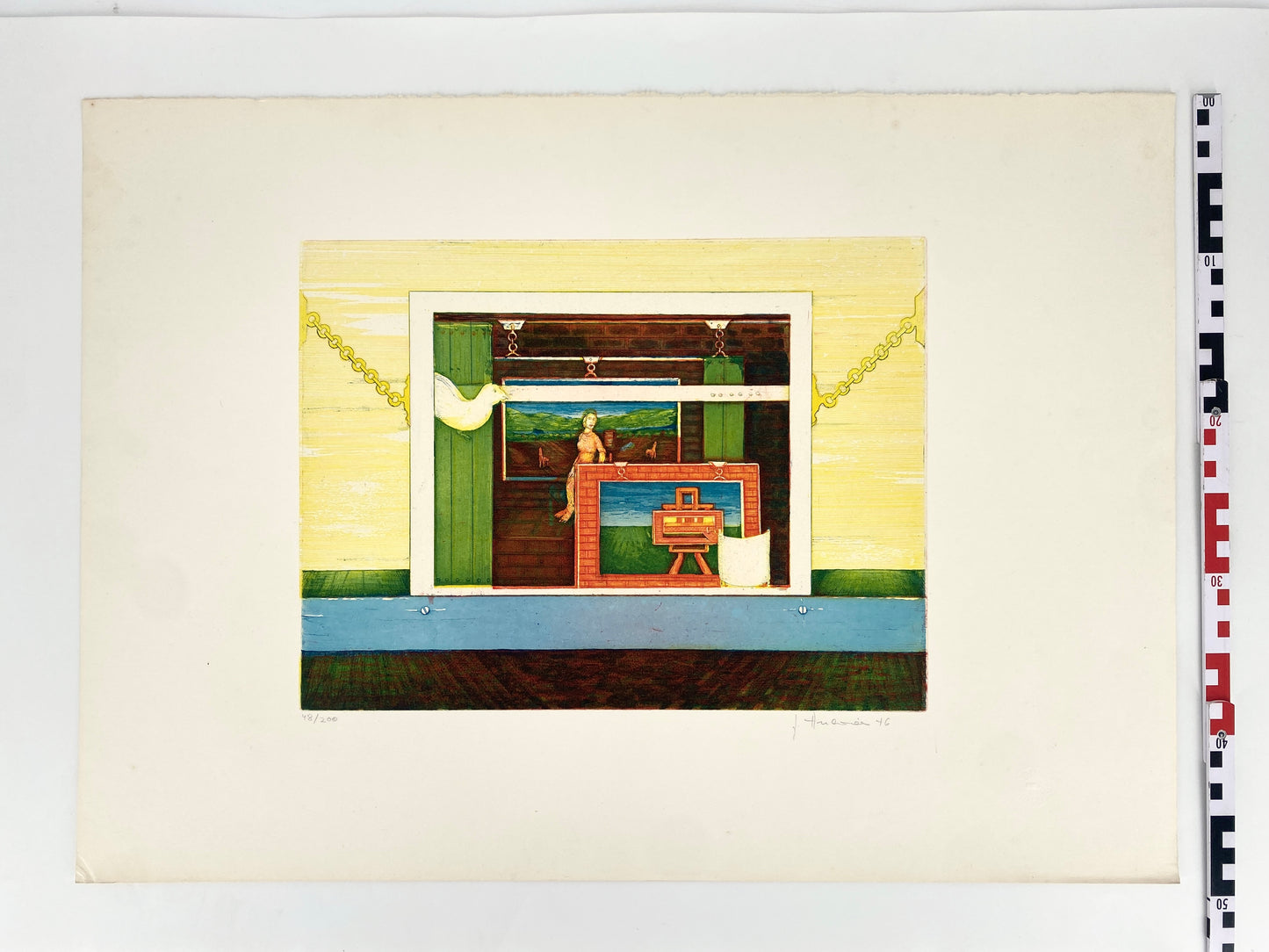 Surrealismus Motiv von Gerhard Andrées, Druckgrafik Original-Farbradierung