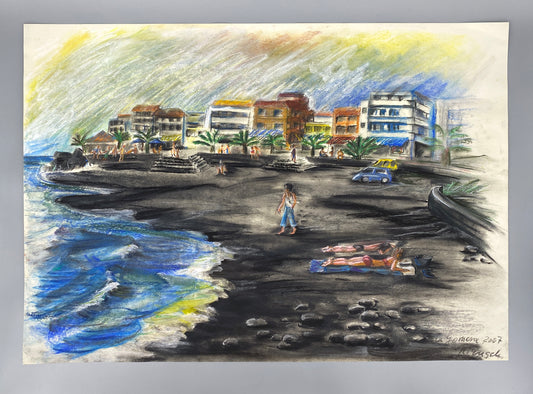 Handsigniertes und großes Pastellgemälde "La Gomera" von Helga Engeln (1943–2024), 2007