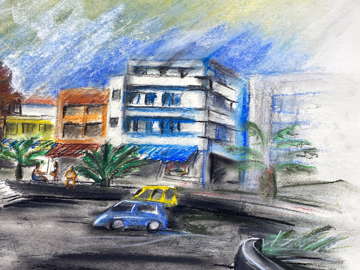 Handsigniertes und großes Pastellgemälde "La Gomera" von Helga Engeln (1943–2024), 2007