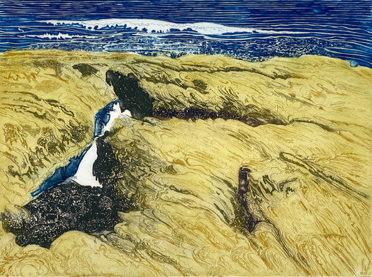 Farbradierung einer Meereslandschaft von Herbert Grunwaldt (1929–2014), Edition der Griffelkunst-Vereinigung, Hamburg 1972