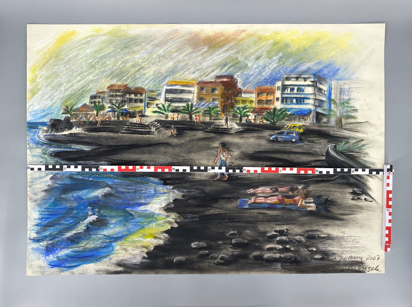 Handsigniertes und großes Pastellgemälde "La Gomera" von Helga Engeln (1943–2024), 2007