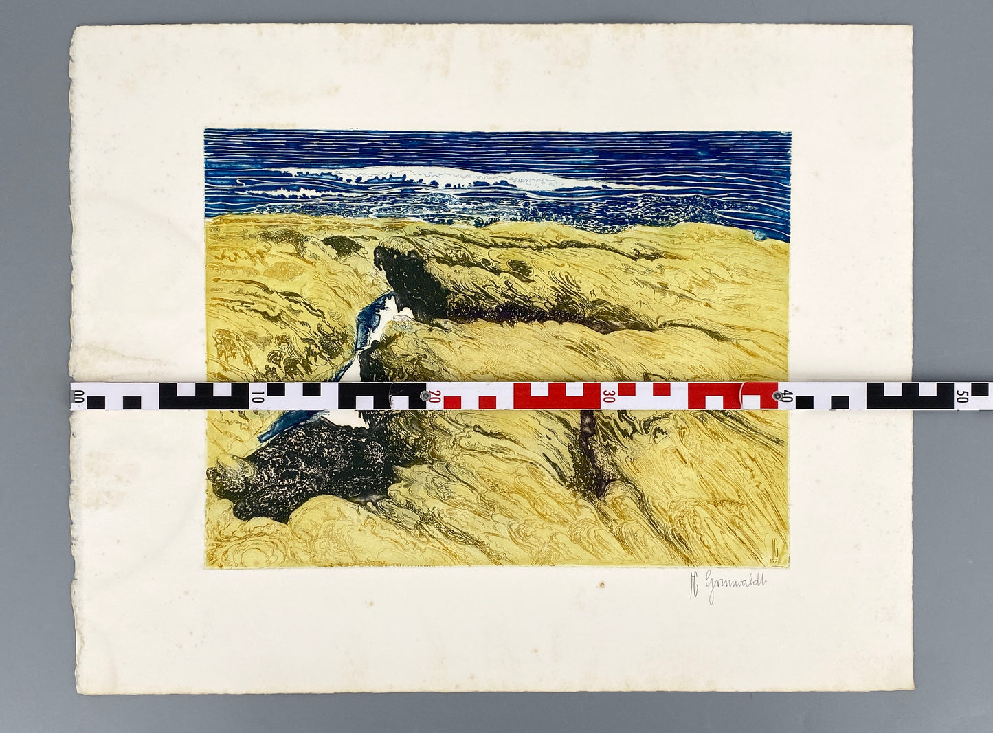 Farbradierung einer Meereslandschaft von Herbert Grunwaldt (1929–2014), Edition der Griffelkunst-Vereinigung, Hamburg 1972