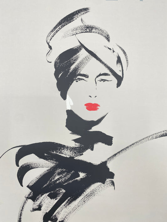 Plakat "Frau mit rotem Lippenstift" ein hochwertiger Siebdruck von Michel Canetti, 80er Jahre