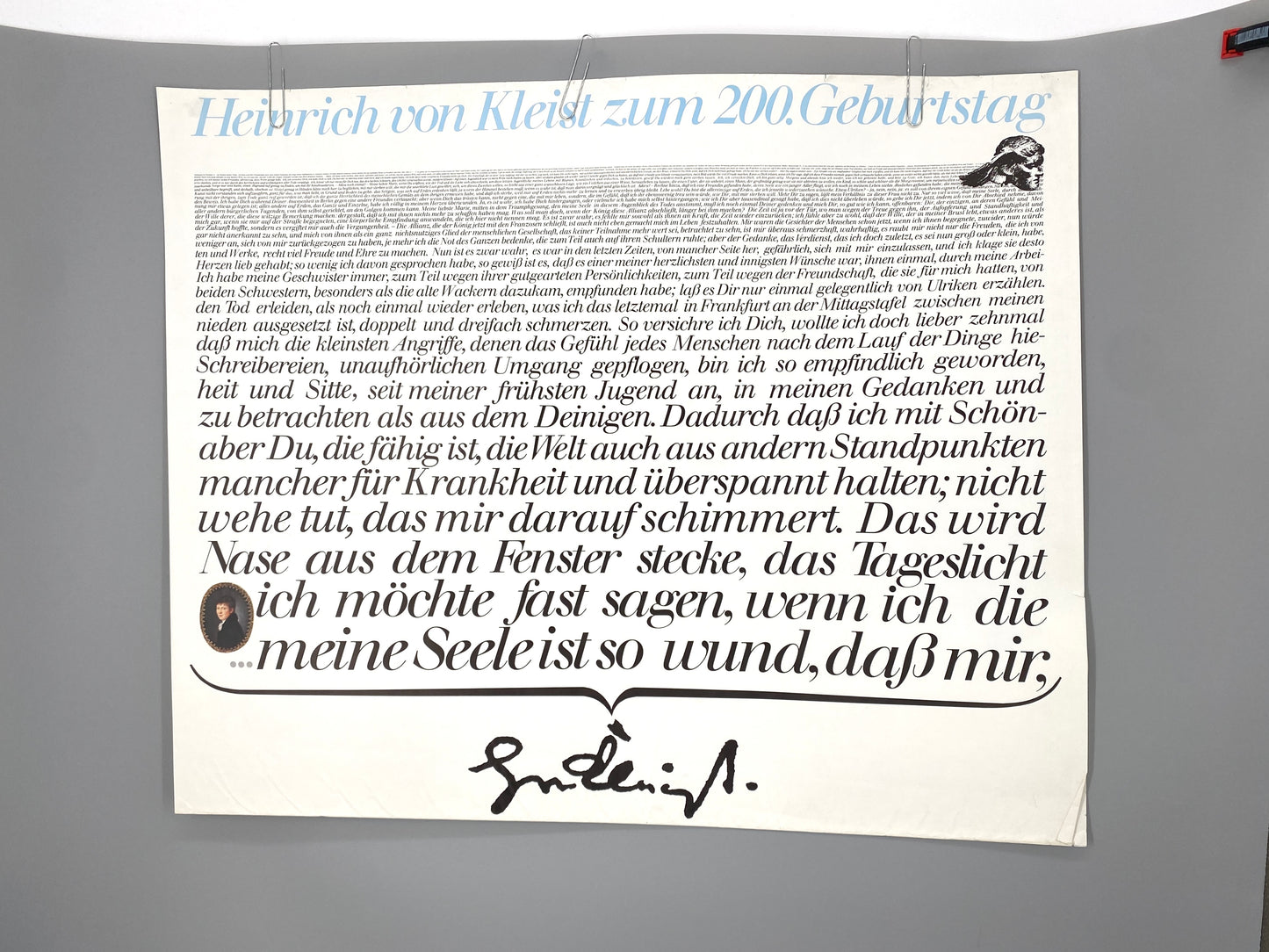 Literaturplakat, Heinrich Von Kleist zum 200 Geburtstag. Jubiläum, Akademie der Künste Berlin