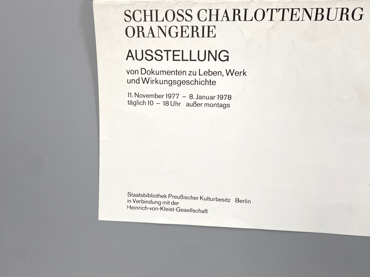 Literaturplakat, Heinrich Von Kleist zum 200 Geburtstag. Jubiläum, Akademie der Künste Berlin