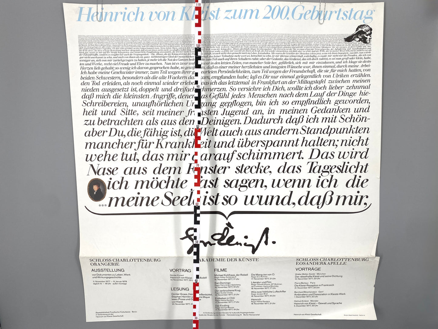 Literaturplakat, Heinrich Von Kleist zum 200 Geburtstag. Jubiläum, Akademie der Künste Berlin
