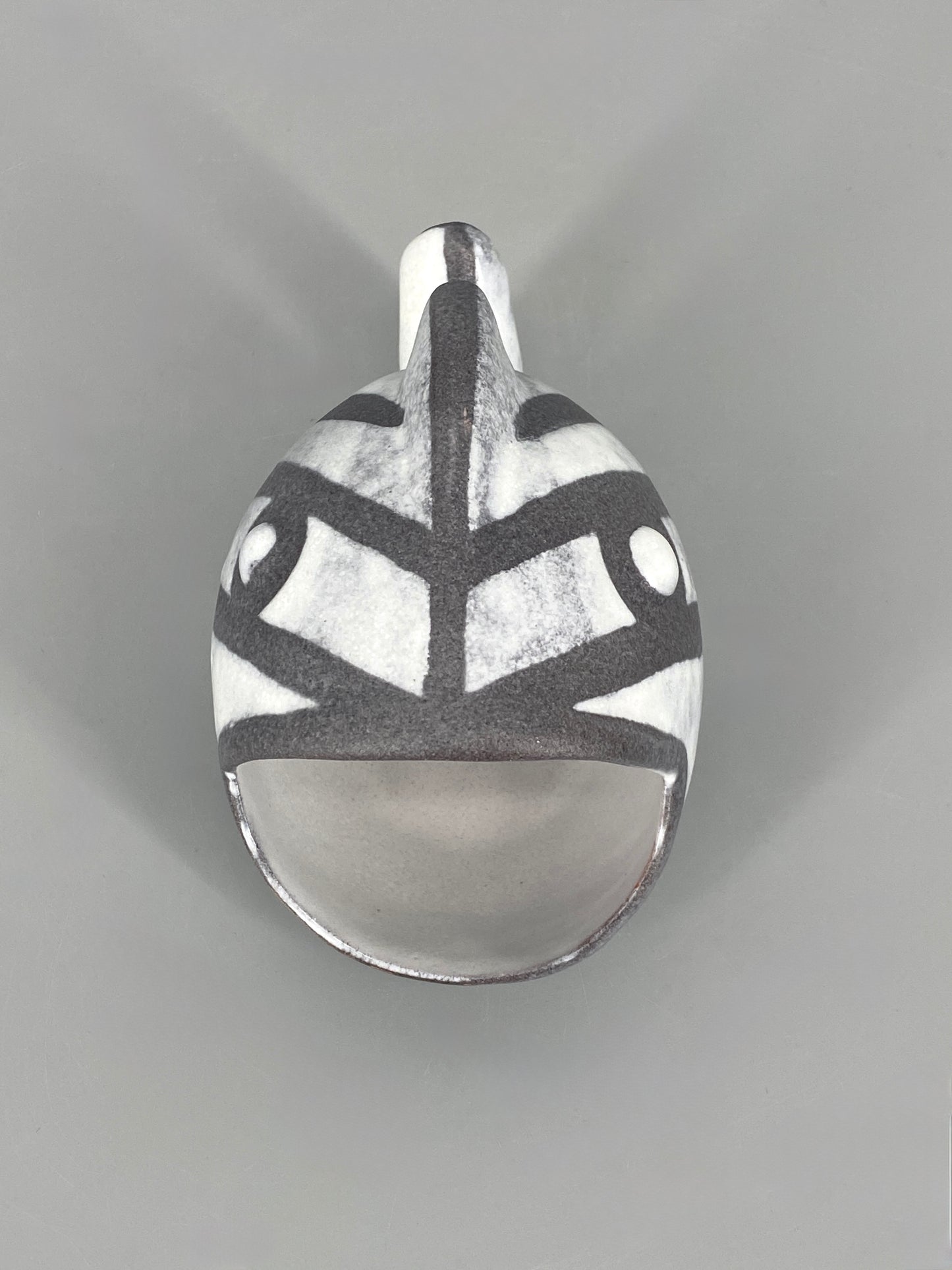 Signierte Keramikfigur "Fisch mit offenem Mund" vermutlich von Birgit Borik, Studiokeramik