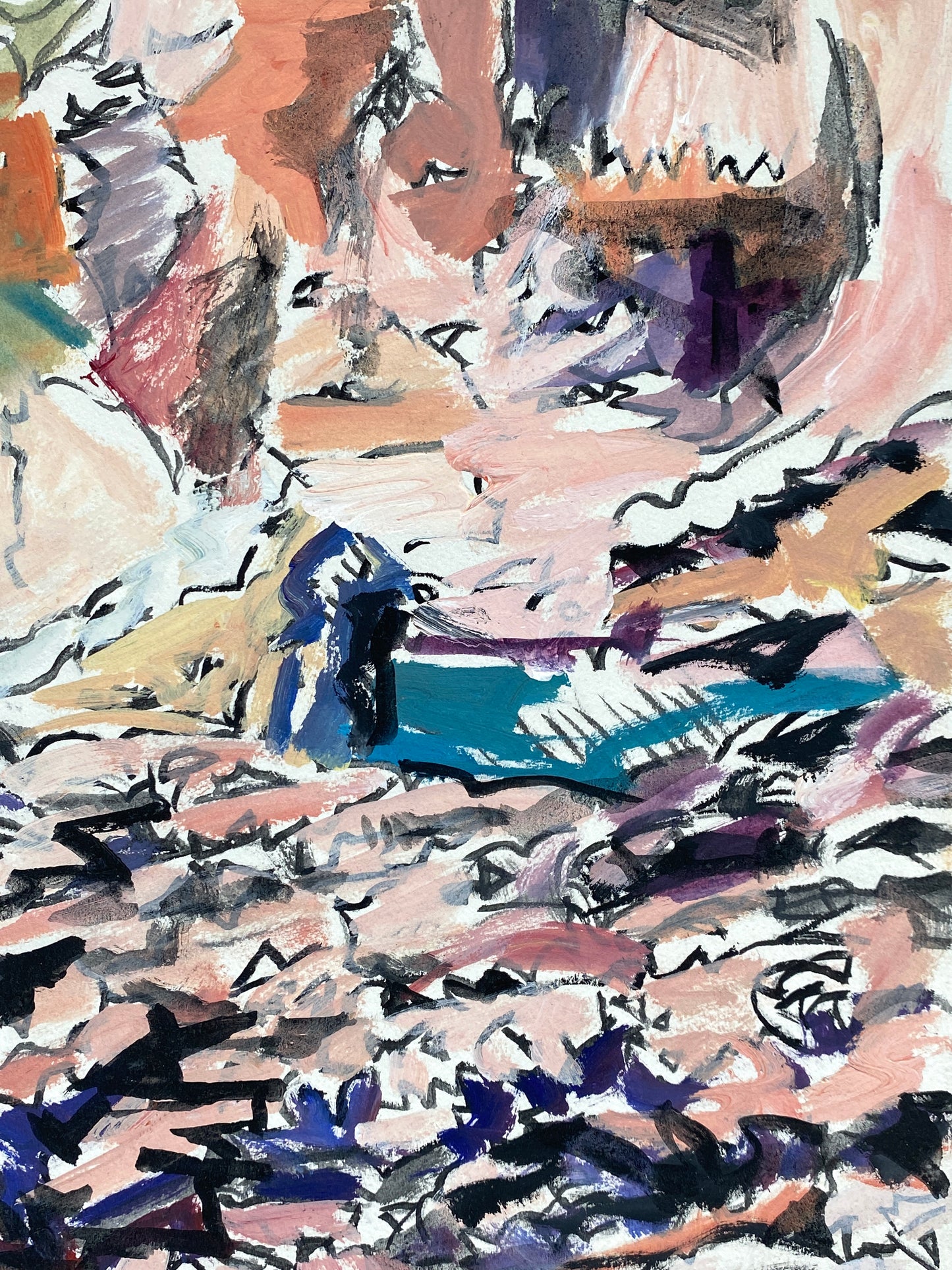 Gemälde "Grottenartige Bucht am Meer in Ulcinj" von Helmut Dittmann (1931–2000), 1990