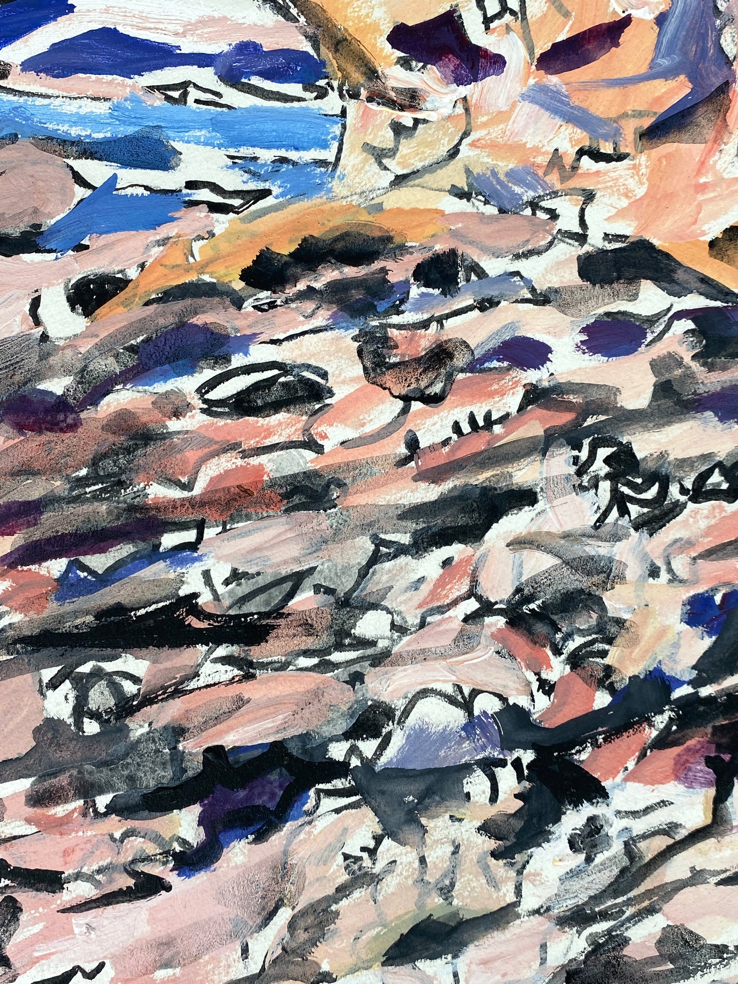 Gemälde "Grottenartige Bucht am Meer in Ulcinj" von Helmut Dittmann (1931–2000), 1990
