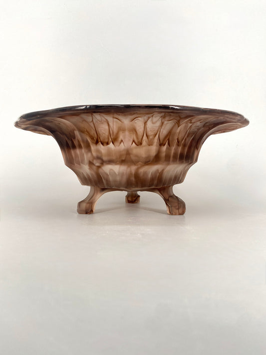 Fußschale "Hanna" aus Oralitglas von der Glasmanufaktur August Walther & Söhne AG, 1932/34