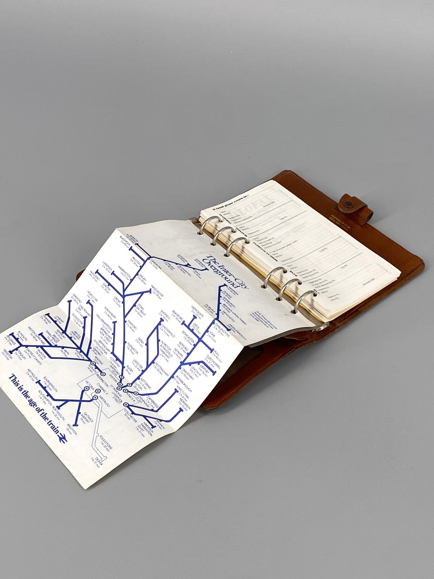 Leder-Planer von Mulberry Company mit Kalender von Filofax, Großbritannien, 1990er
