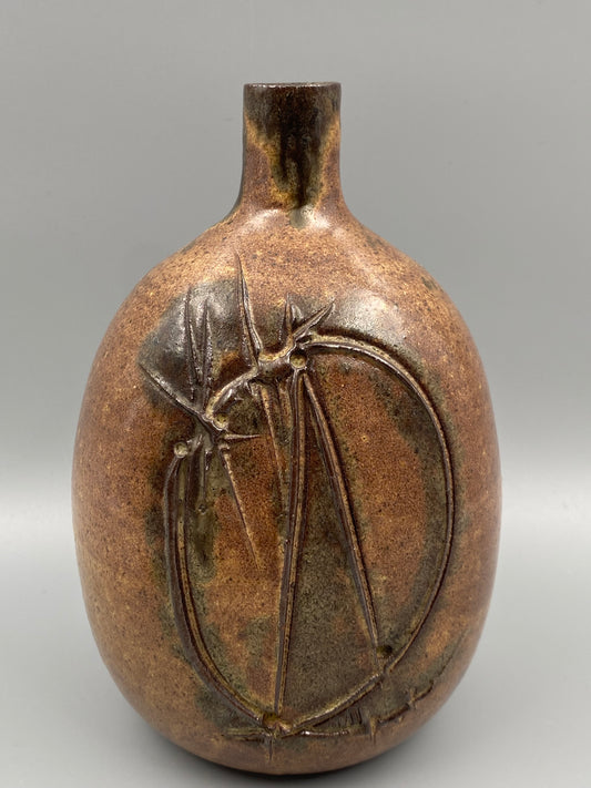 Keramikvase mit Ritzmuster von Luise Duncker Keramikkünstlerin, 1970er