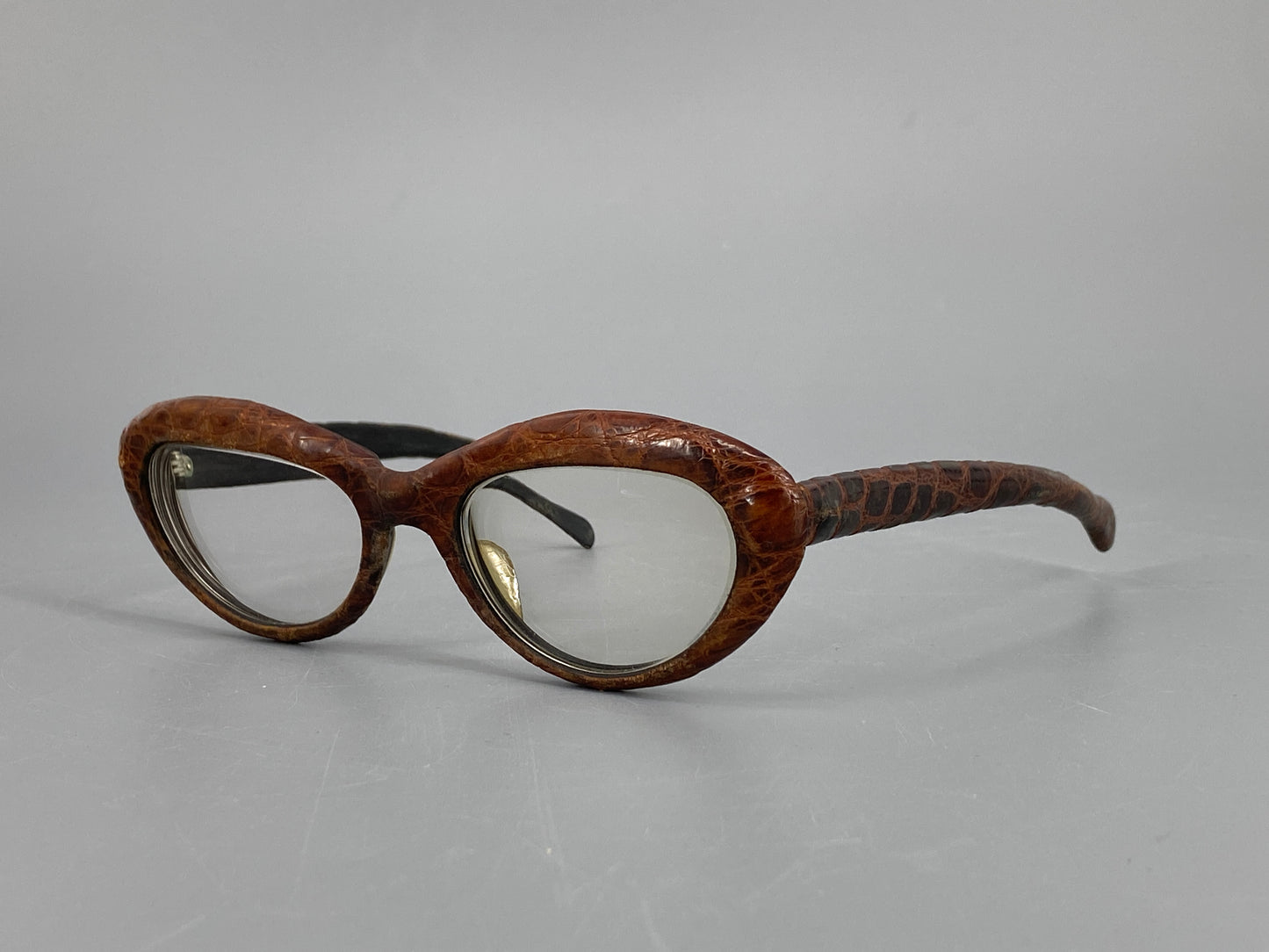 Cat Eye Brille aus Leder und Horn, 90er