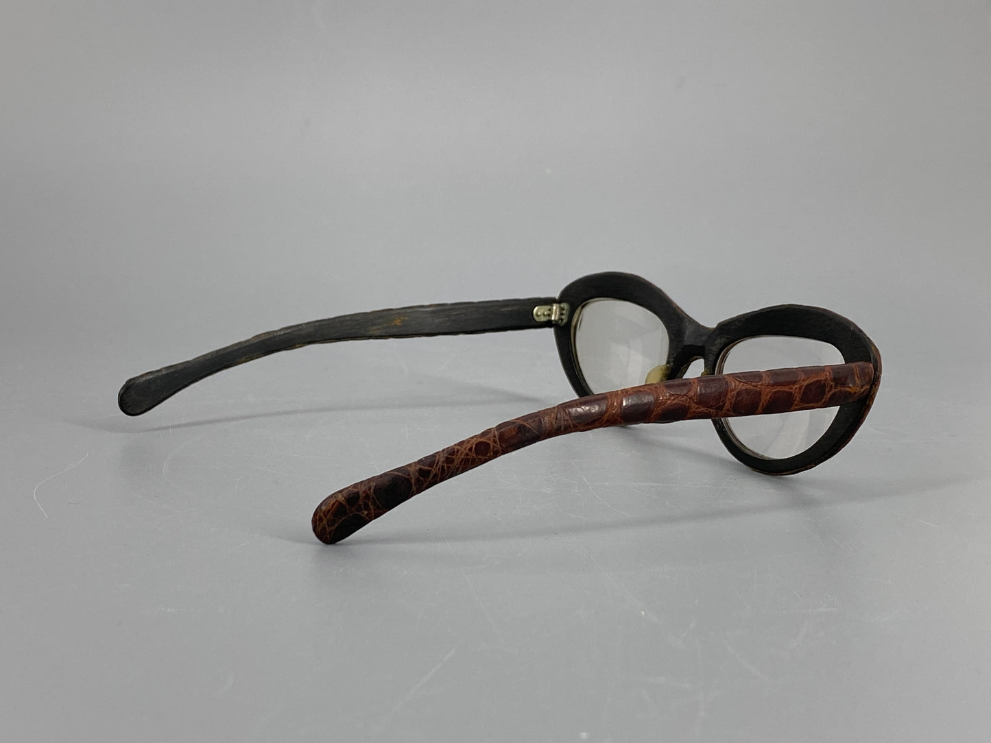 Cat Eye Brille aus Leder und Horn, 90er