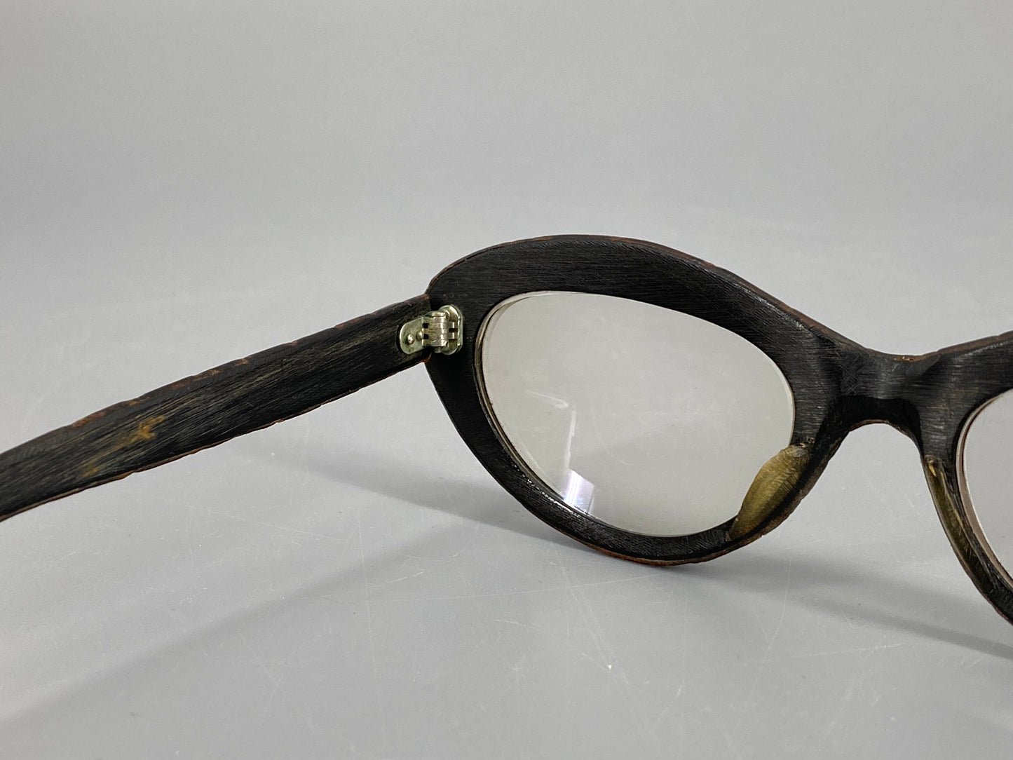 Cat Eye Brille aus Leder und Horn, 90er