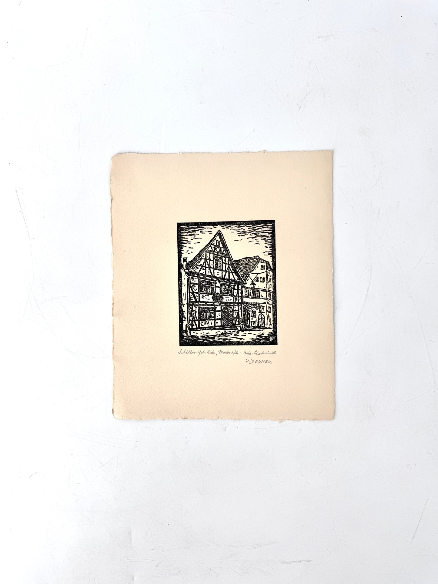 Schiller-Geburtshaus, Linolschnitt von Josef Dorner