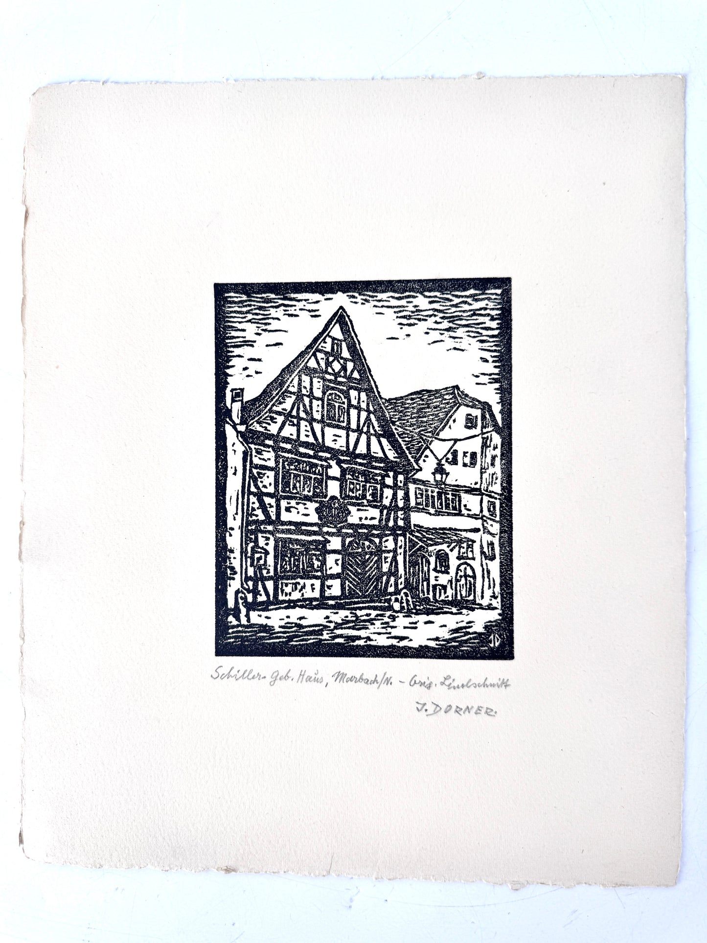 Schiller-Geburtshaus, Linolschnitt von Josef Dorner