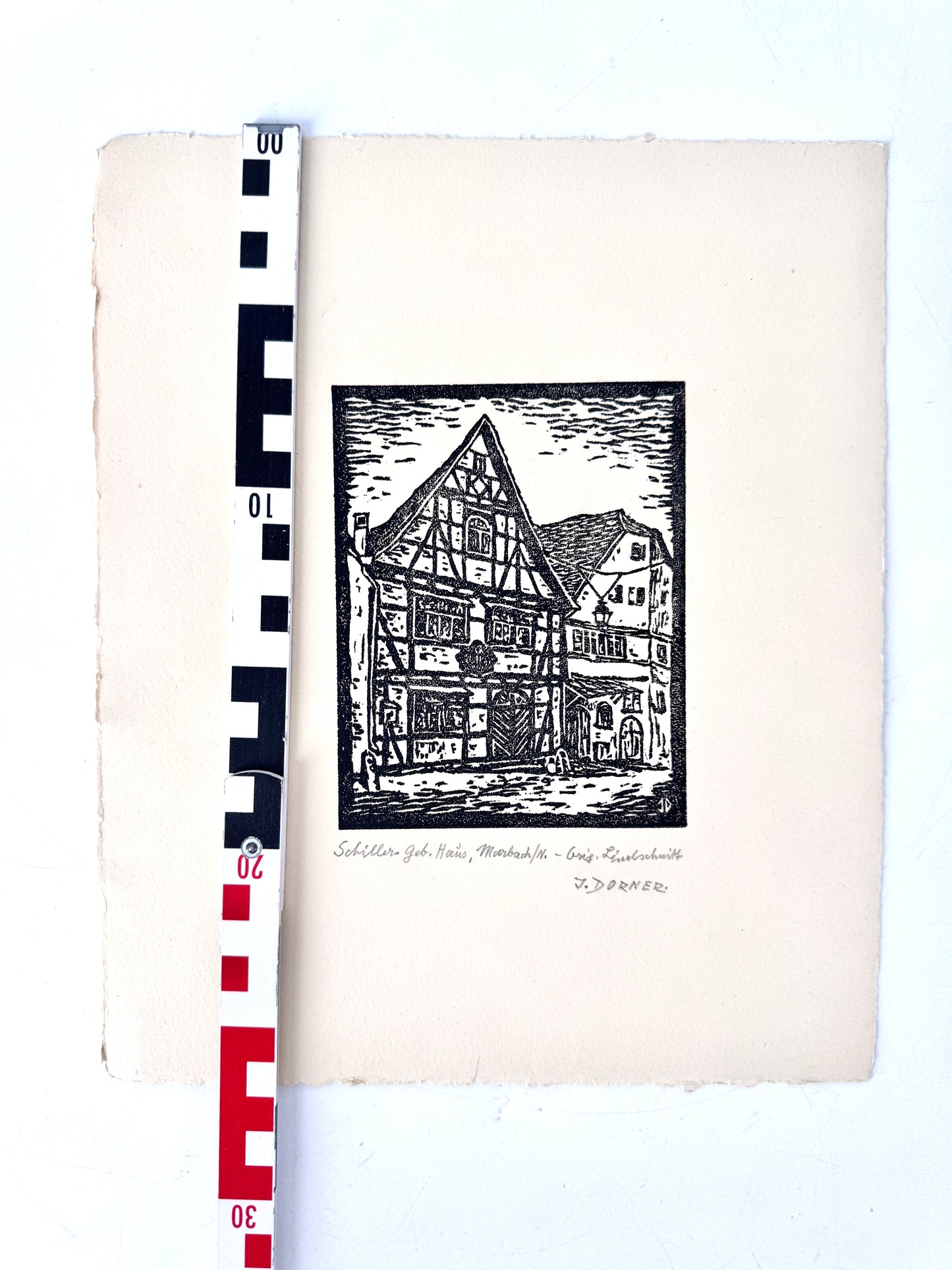 Schiller-Geburtshaus, Linolschnitt von Josef Dorner
