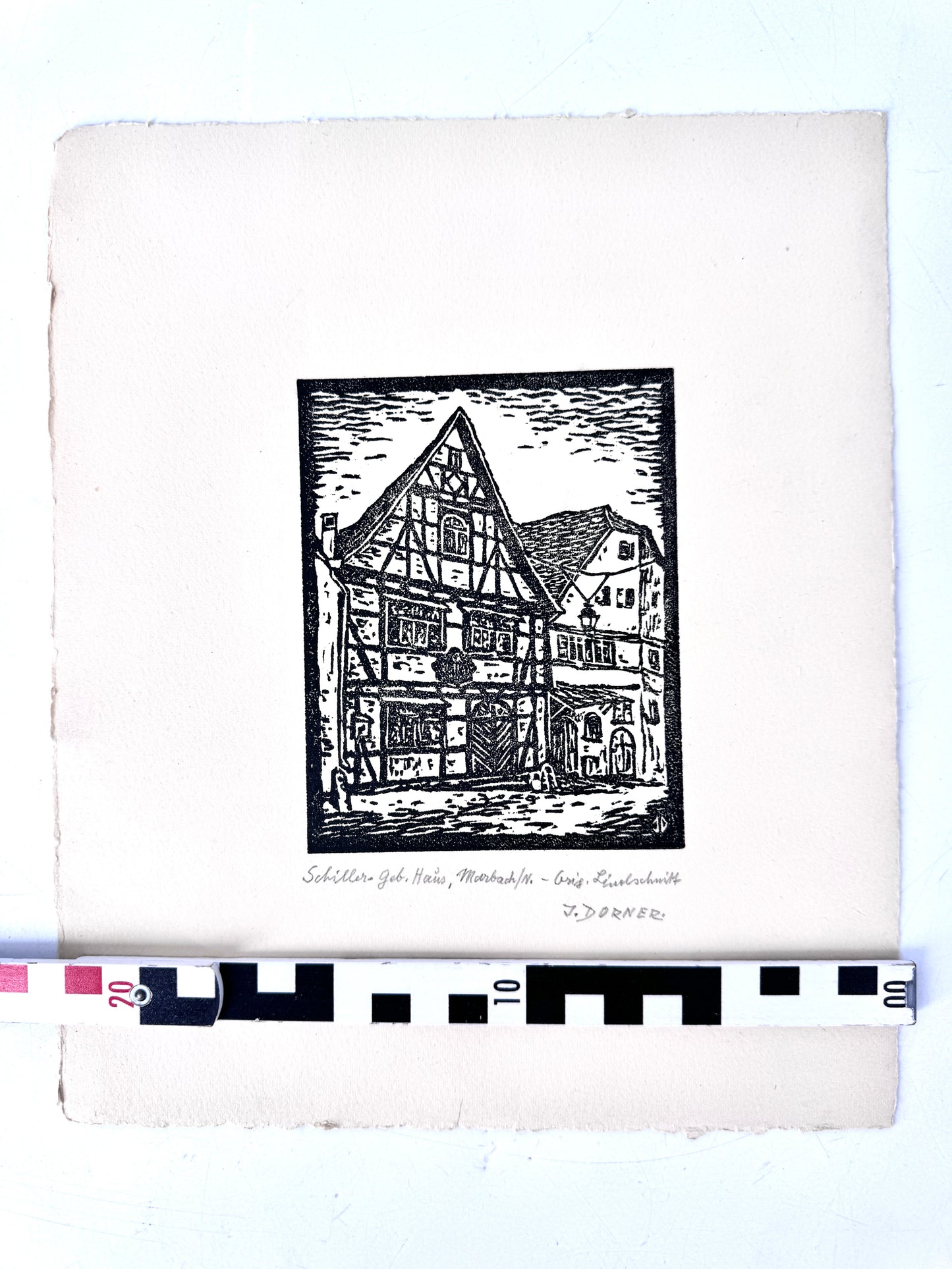Schiller-Geburtshaus, Linolschnitt von Josef Dorner