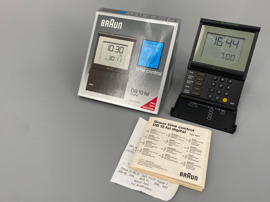Funkwecker DB 10fsl von Dietrich Lubs für BRAUN in der original Verpackung, Deutschland 1991
