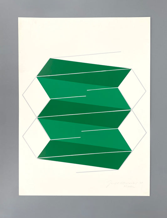 Farbsiebdruck "Grünes Elektron" von Joachim Albrecht (1913‒1997) aus dem Jahr 1968