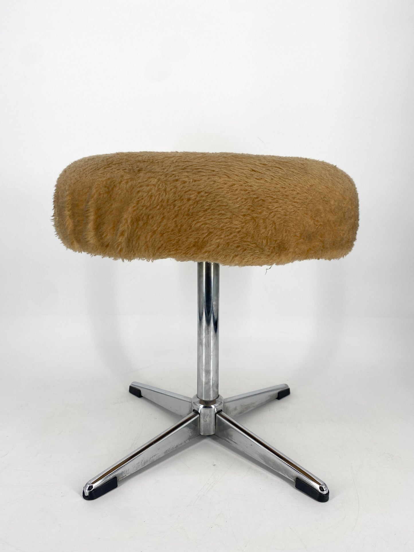 2 Drehhocker mit Fellbezug aus Polyacryl, Deutschland 1970er