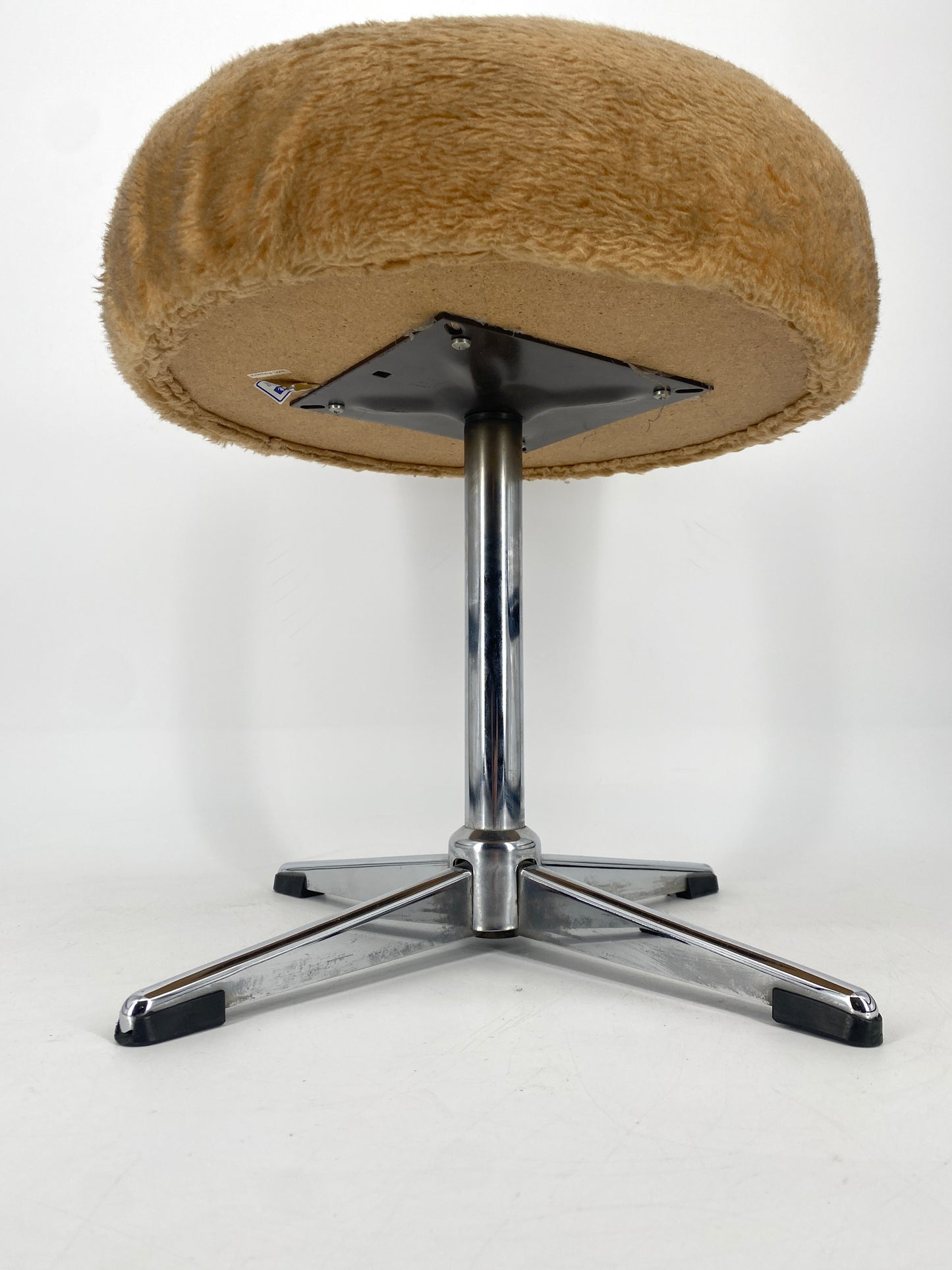 2 Drehhocker mit Fellbezug aus Polyacryl, Deutschland 1970er