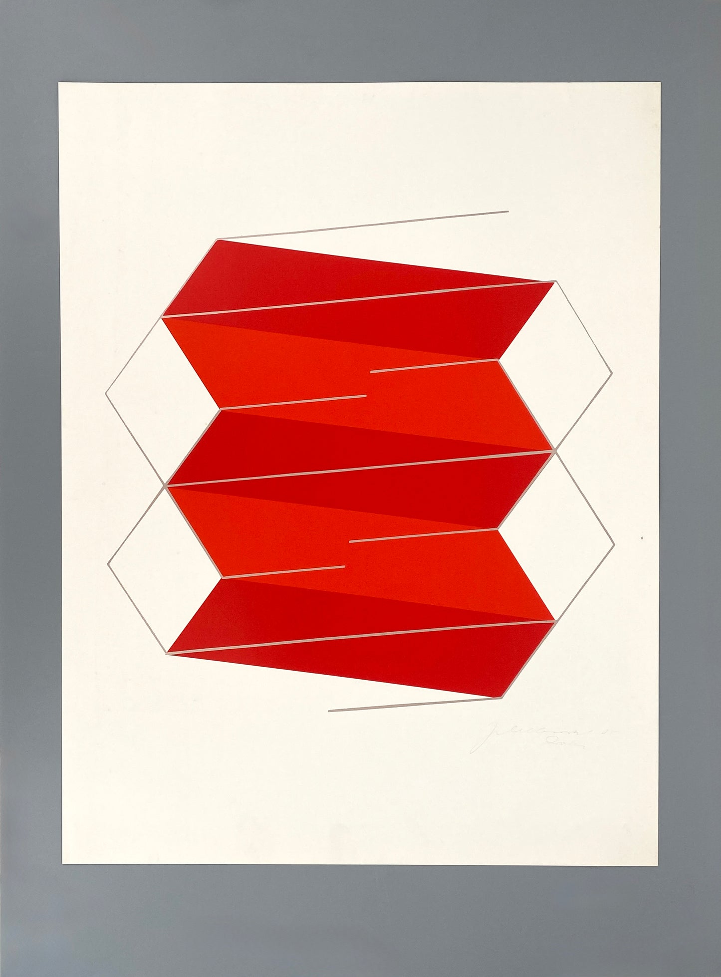 Farbsiebdruck "Rotes Elektron" von Joachim Albrecht (1913‒1997) aus dem Jahr 1968