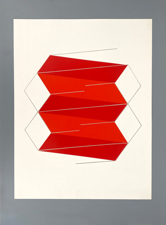 Farbsiebdruck "Rotes Elektron" von Joachim Albrecht (1913‒1997) aus dem Jahr 1968