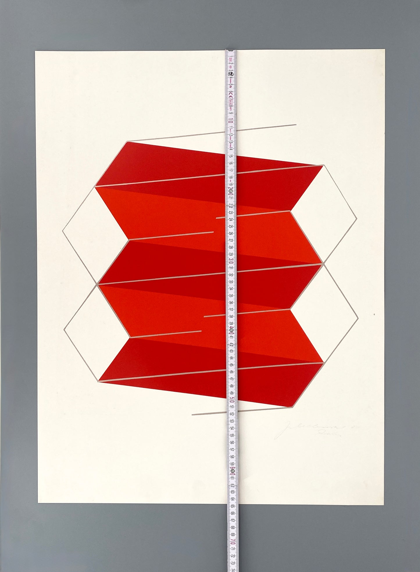 Farbsiebdruck "Rotes Elektron" von Joachim Albrecht (1913‒1997) aus dem Jahr 1968