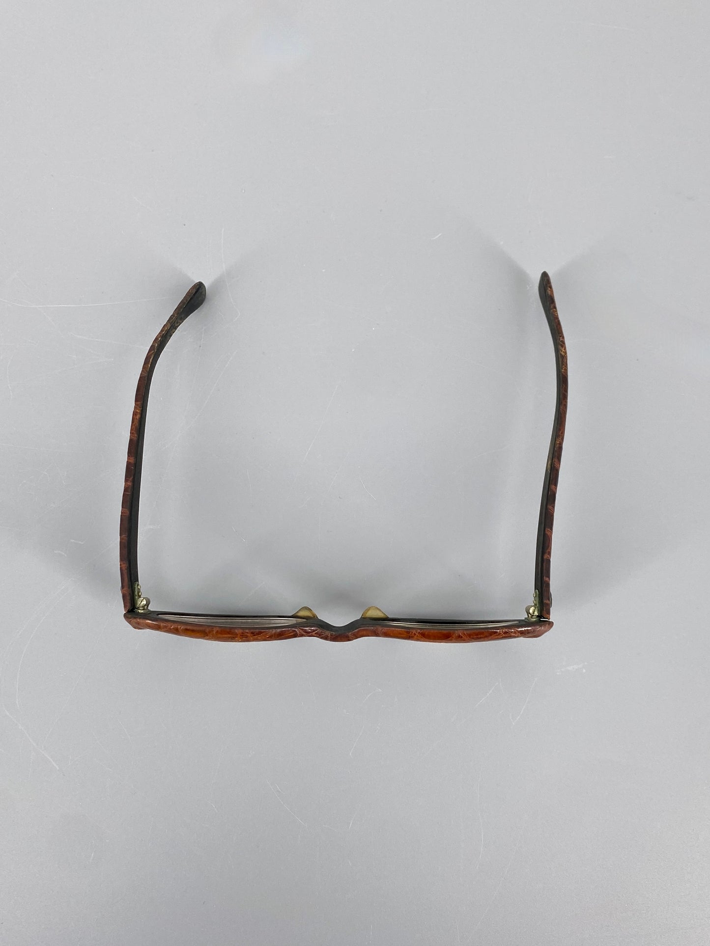 Cat Eye Brille aus Leder und Horn, 90er