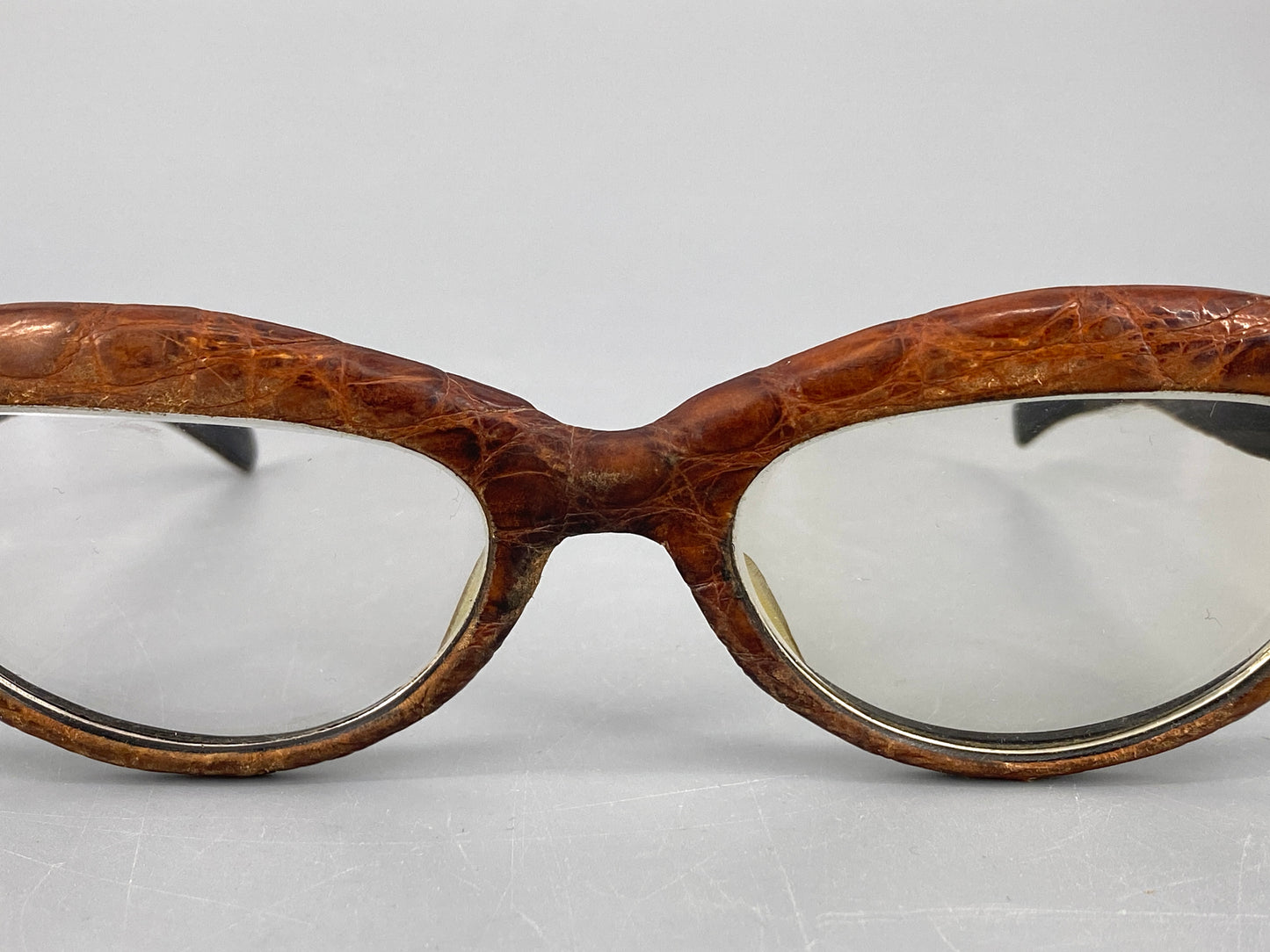 Cat Eye Brille aus Leder und Horn, 90er