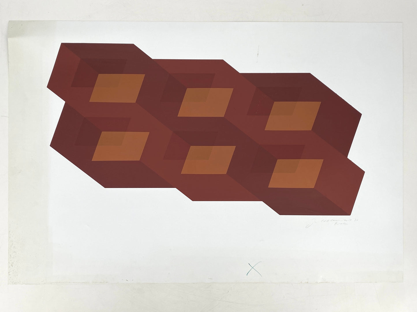 Konkreter Farbsiebdruck in Braun von Joachim Albrecht (1913‒1997), 1970