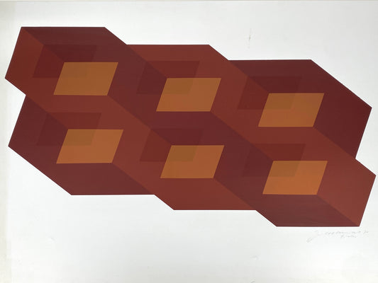Konkreter Farbsiebdruck in Braun von Joachim Albrecht (1913‒1997), 1970